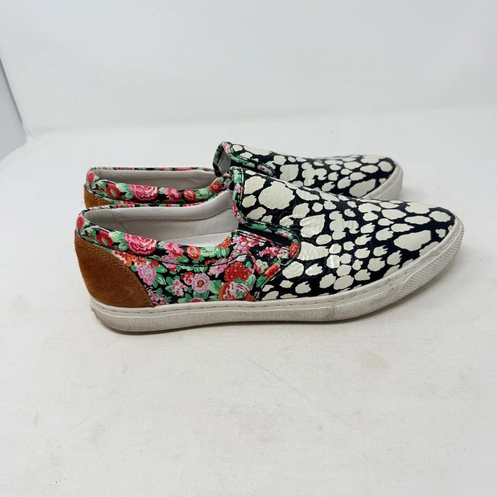 Coach Mixed Print Slip On Sneakers Floral Animal Print Leather Size 7.5 Eclectic - Picture 4 of 9